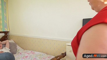 Busty british mature plays with well hardened cock