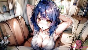College babe with large breasts sucks cock until blue explosion