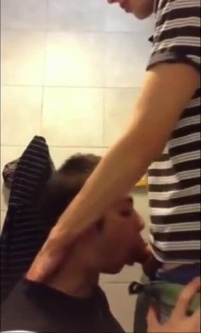 Twink Gets Face Fucked and Swallows Cum in University Bathroom