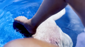 Licking dirt between the toe of Mistresses - POOL SLAVERY