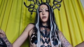 Halloween Pegging Video. Medusa Gorgon Fucks Her Slave In A Chastity Belt In The Ass With A Strap-on
