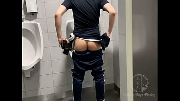 Homemade Roommates Mutual Dare: Expose Your Ass While Peeing in Public Urinal