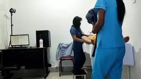 IT HAPPENED AT THE CLINIC!! A FEMALE DOCTOR AND NURSE SEDUCE A PATIENT  THEY FUCK HIM ON THE STRETCHER
