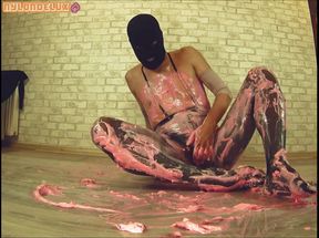 Messy Pantyhose Ripping and Anal Play