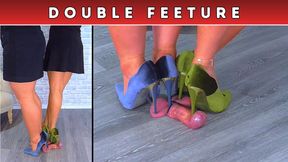 Puncturing Your Face, Cock & Balls Under Our Crushed Velvet Heels - Double Trample Feeture: Cock Split Cam & Face Split Cam (217)