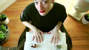 buzzcut lipstick and sweater long red nail painting session