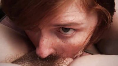 Cute redheaded lesbians with hairy pussies meet and fuck