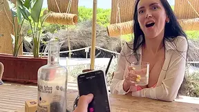 Secret Fun With A Vibrator On The Remote Control In Public Places (in A Restaurant, On The Beach, In A Parking Lot)