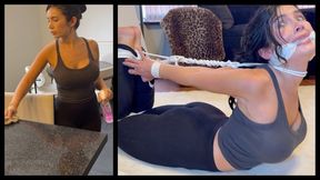 Housewife Captured & Restrained With Rope!