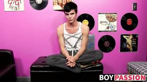 ”Twink has an amazing jerk off session showing his heavy cock”