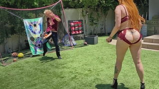 Big Ass Redhead Milf Plays Dick Ball With Step Son's Huge White Cock