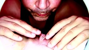 MILF Trinity licks her clit in close-up POV