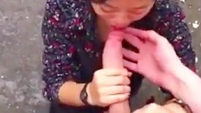 Chinese Gf Big Cock Outdoor Blowjob Facial