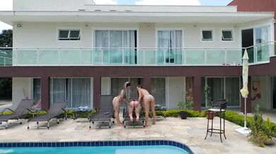 Three Best Friends Share One Big Dick - Brazilian Lesbian Teens - Orgy