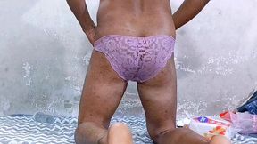 caged brown sissy shemale getting her asshole fuck to get anal orgasm