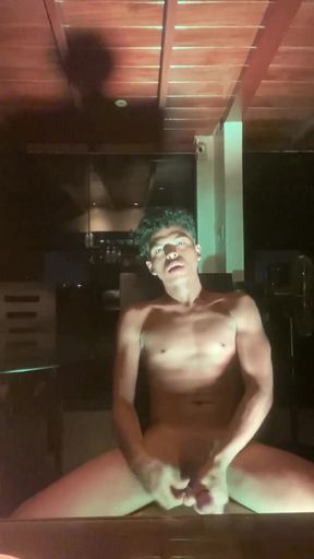 Lean Black Dude Play with His Huge Cock and Show off His Ass