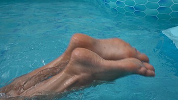 Splashing barefoot in the water