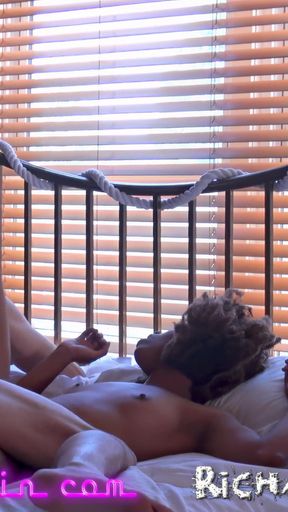 Beautiful Black Stepdaughter Fuck her White Stepdad the Third Time That Night   Clip 2