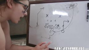 Busty redhead and brunette get fucked hard by trainer Max Fills
