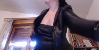 Your Italian Dominatrix Dressed in Leather Block You and Verbally and Physically a. You