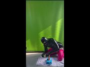 Spit & Piss Injection via Dildo Deepthroat in fetish Gear