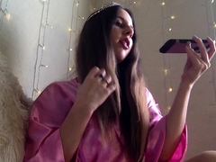 Cute curly brunette solo webcam masturbation