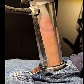 milking machine enlarges and sucks cock