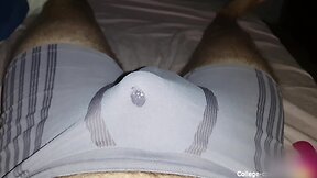 Double vibrator solo masturbation with underwear cumshot