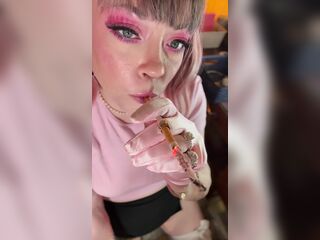 A Pink Princess! Tina Snua Smokes A Cigarette In A Holder - Smokin' Cute Wig Gloves Smoker