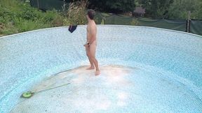 Naked in the Garden: Dirty Handjob in the Pool