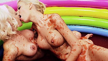 Lou Lou And Christine Love Lick Cherry Jam Off Of Each Others Nipples