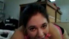 Dirty-minded brunette bitch makes grimaces while sucking me