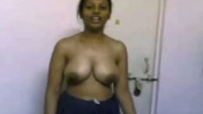 My exotic GF demonstrates her big tits and shaved cunt for the cam