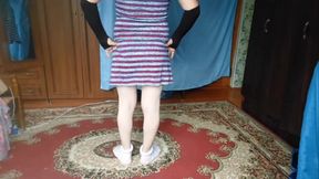 Sweet Sissy Showing off in Adorable Pink Skirt