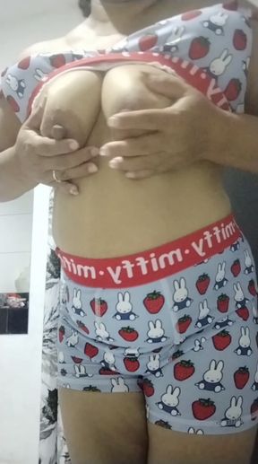 Sexy Filipina Milf, Playing In Her Miffy Bra &amp; Panties