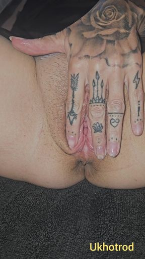 Solo pussy play using butt plug and huge dildo
