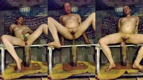 taking double dildos at the same time. horny on the sauna