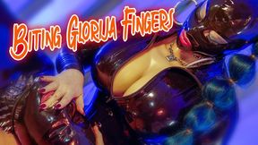 Biting Glorija fingers