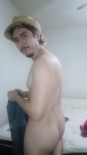 Handsome Guy Folding Laundry Naked