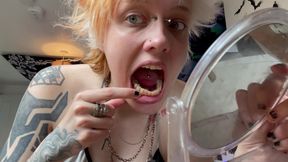No Makeup Goth Girl Mouth Tour with Hand Mirror