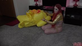 A Puffy-Cheeked Shiny Gold Girl Mouth Inflating DUCK 1 - PART 2