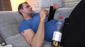 Kinky brunette mature enjoying some cum in her mouth