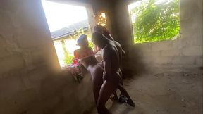 husband fucking his wife and his side chick inside uncompleted building