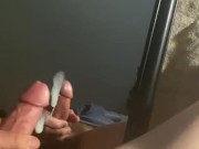 Big Cock Stud Milks Cum On Mirror