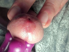 EXTREME CLOSE UP of me MILKING PRECUM and BLOWING A HUGE