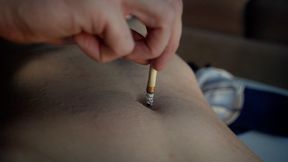 Lite cigarette inside her Belly Button! (FHD)
