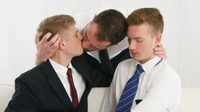 Bishop Jason Lenox Undresses Down And Makes two Obedient Men Drool On His Hard-on - Missionary Men