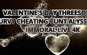 Valentines Day Threesome W Curvy Cheating Cunt Alyssia Kent - Immoral Live 4K