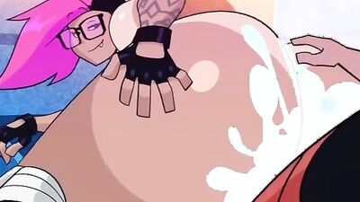 Watch this cartoon girl with massive tits get her gym workout