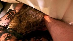 stepmom stuck under the bed gets a creampie pov